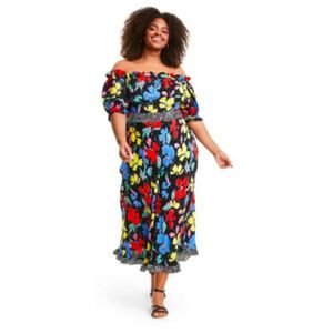 Rixo X Target NWT Spring Dress Size 14/16W Easter Floral Off Shoulders